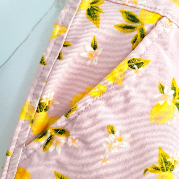Cuffed Shorts with Lemon Print / Pink & Yellow / Juniors Size 13 - Picture 3 of 6